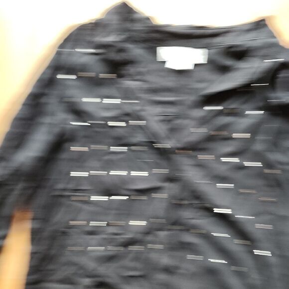 Velvet Black Button Down Shirt with Stud Accents - Women's Size Small - Picture 3 of 6